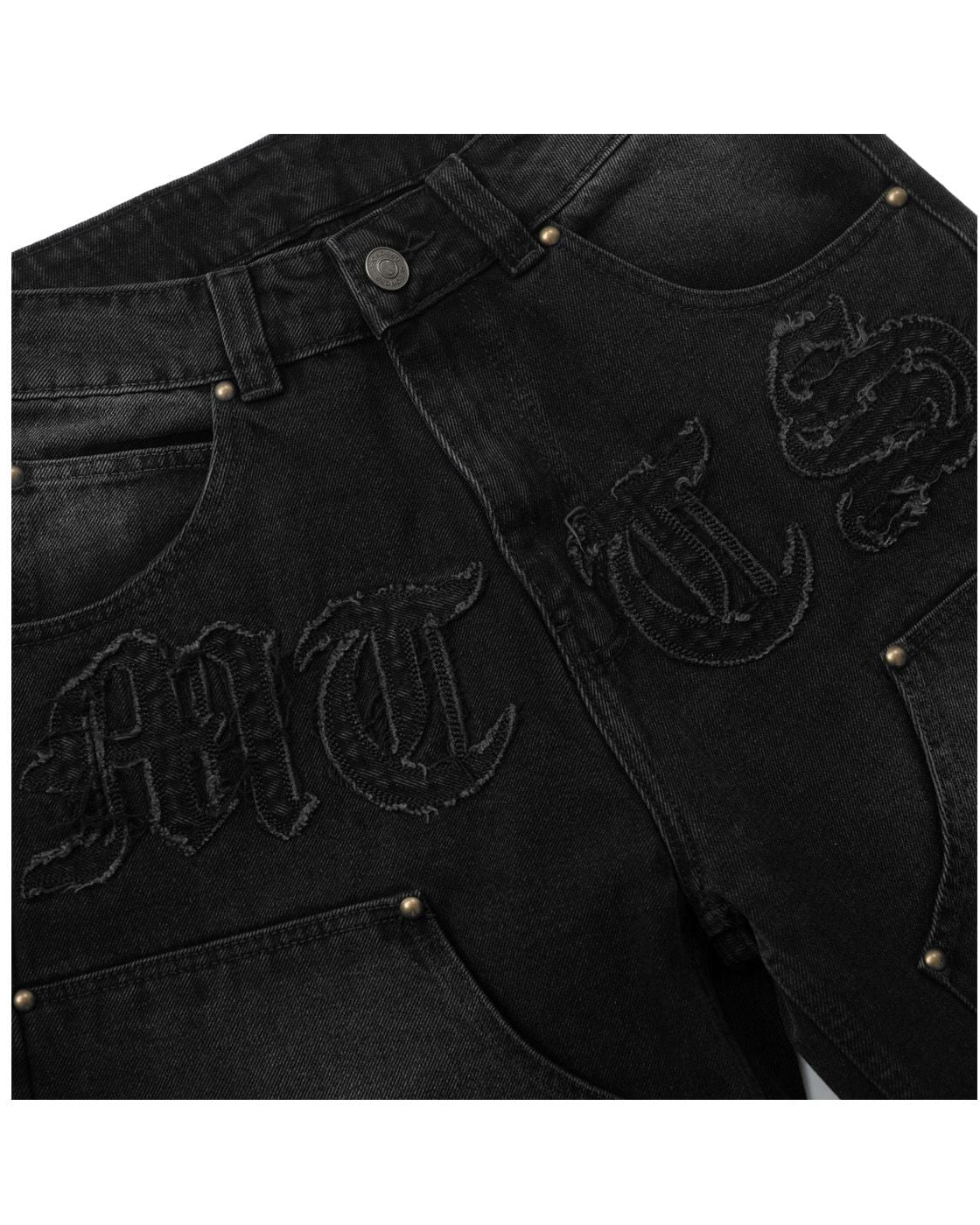 OFF Patch Denim Short - Black