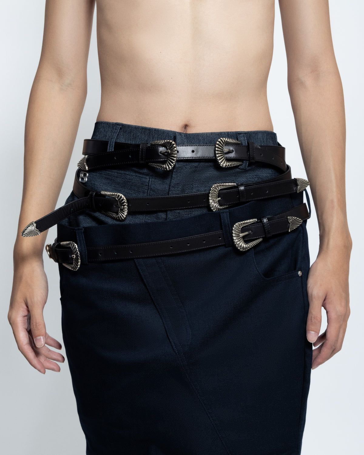 BLANC STUDIO Duo Buckle Belt - Black