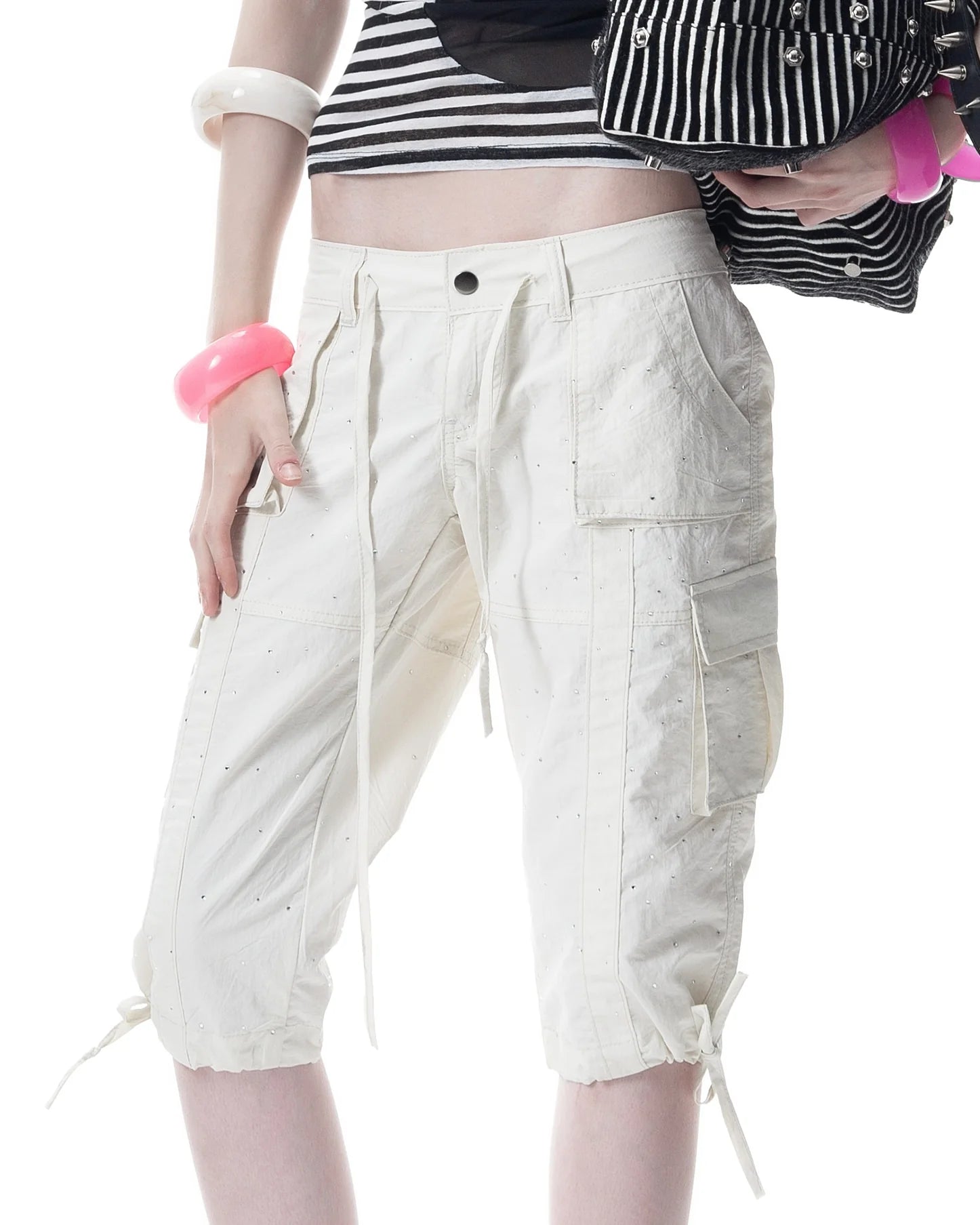 CH2 Cargo Capri Pants - White