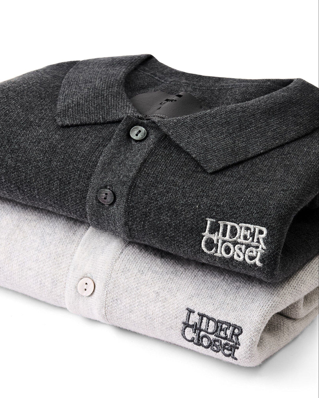 LIDER - THE ELAN KNIT POLO SHIRT - Moon Grey