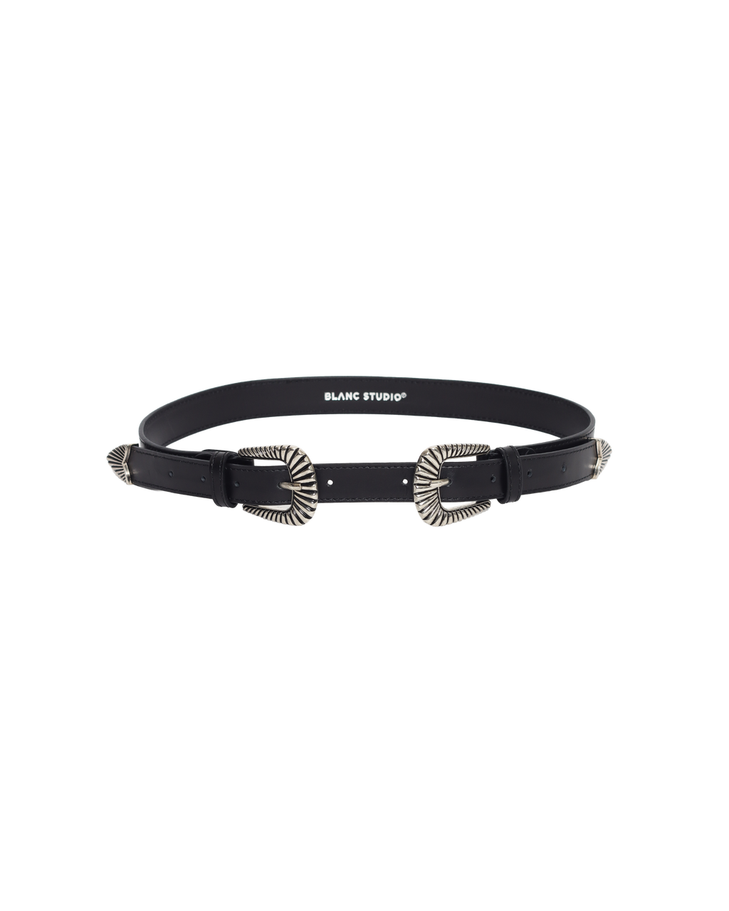 BLANC STUDIO Duo Buckle Belt - Black