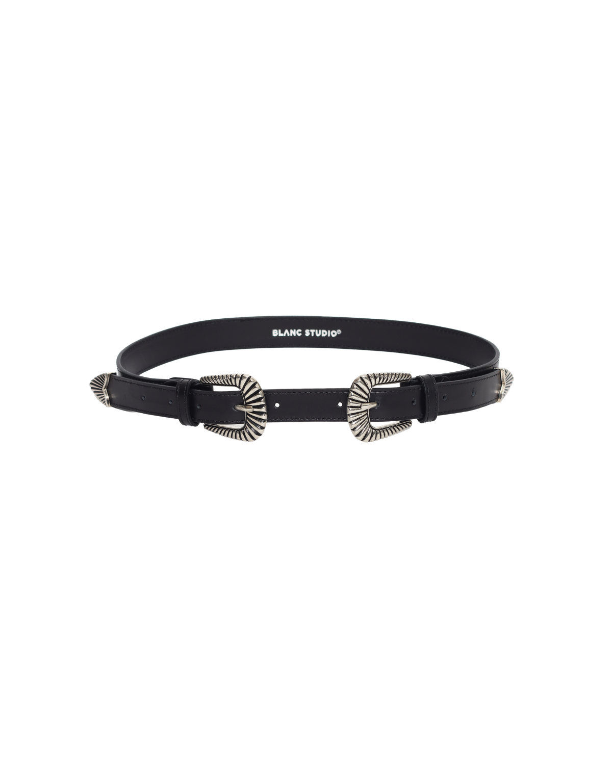 BLANC STUDIO Duo Buckle Belt - Black