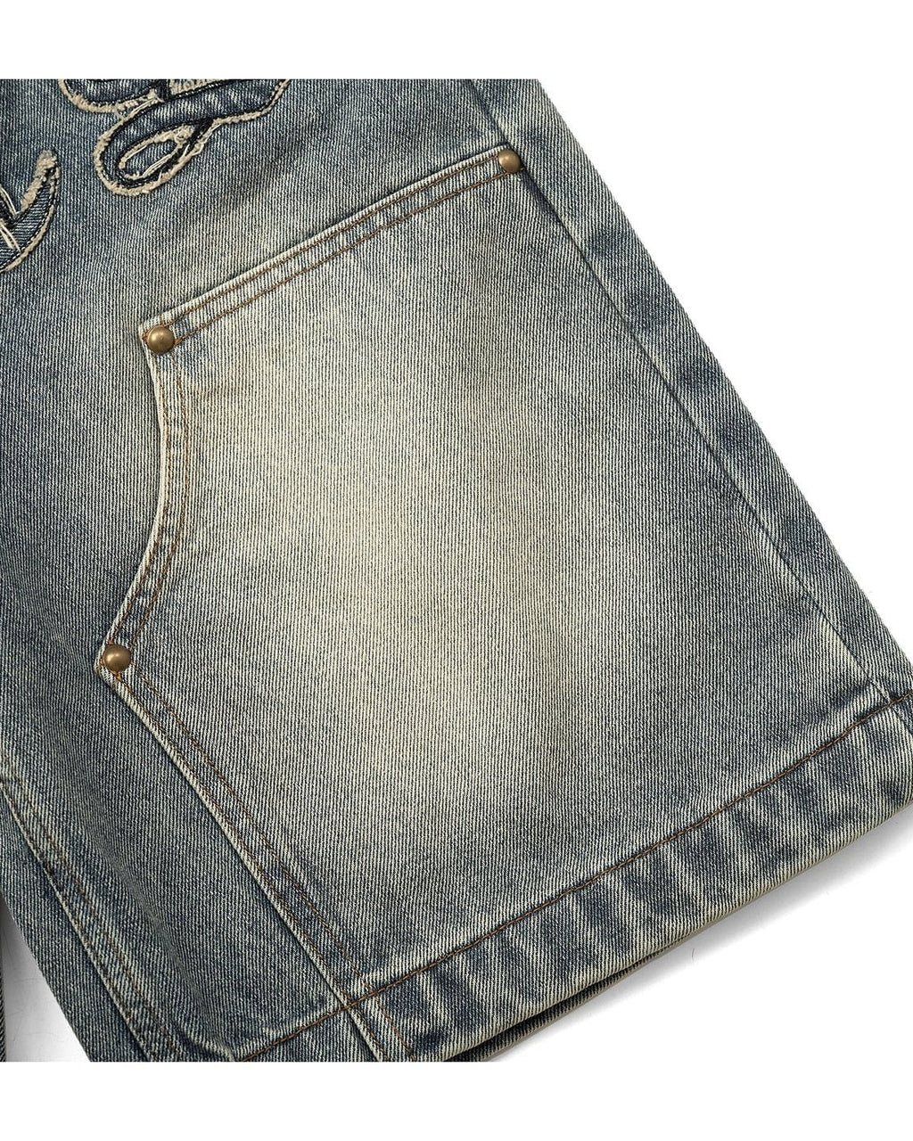 OFF Patch Denim Short - BLUE