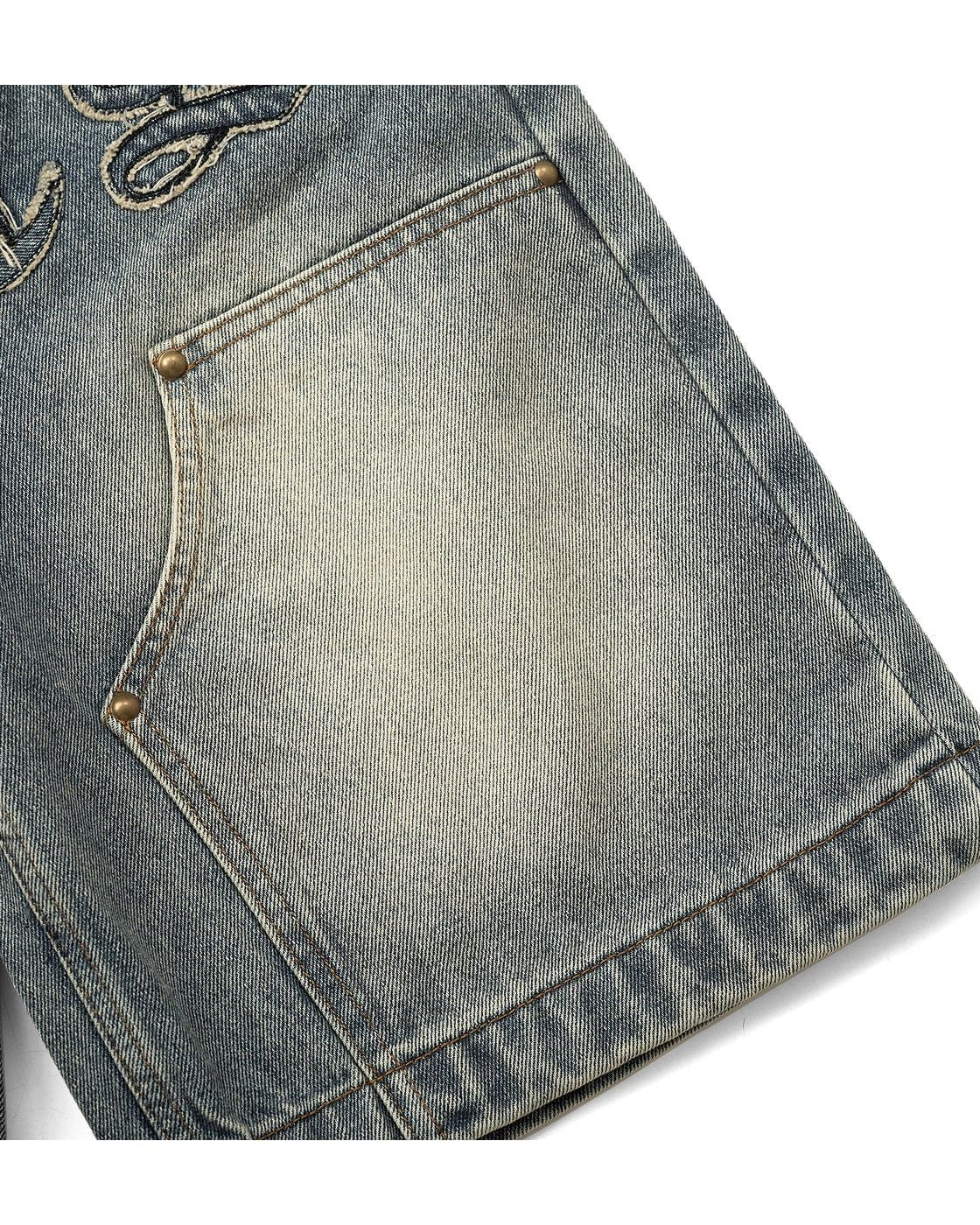 OFF Patch Denim Short - BLUE