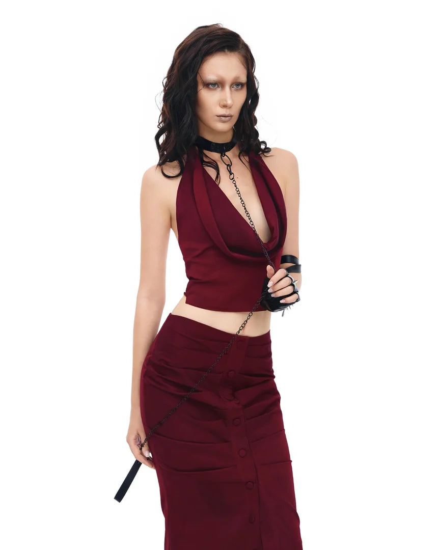 LINISS CRIMSON CHAIN TOP