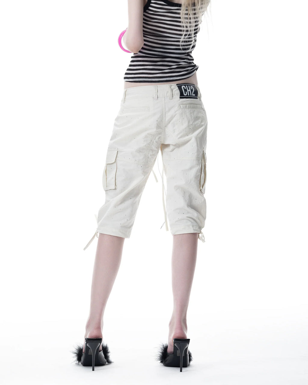 CH2 Cargo Capri Pants - White
