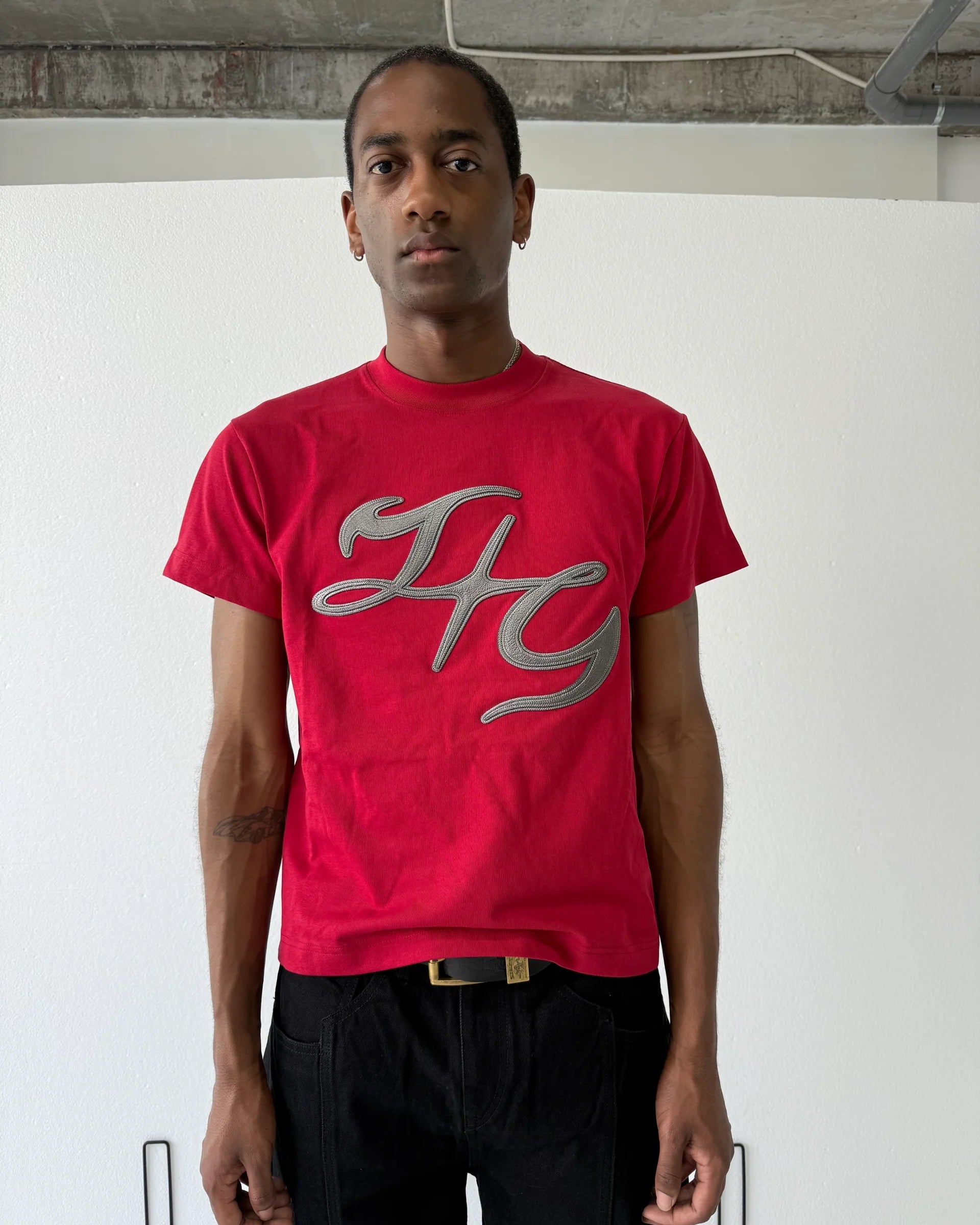 Loncho Factory Leather Logo Tee [Maroon Red]