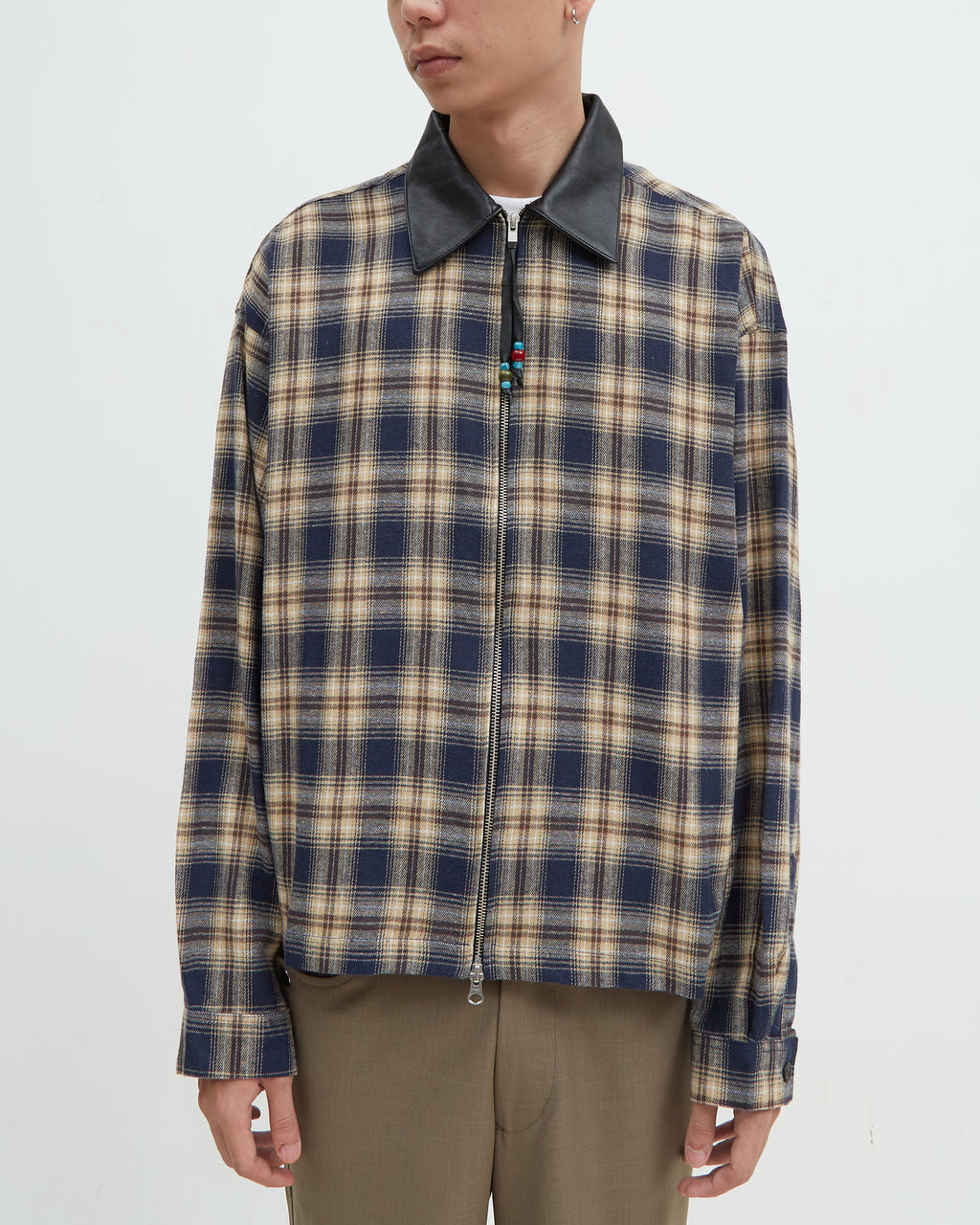 Hotel Flannel Leather Collar [Blue]