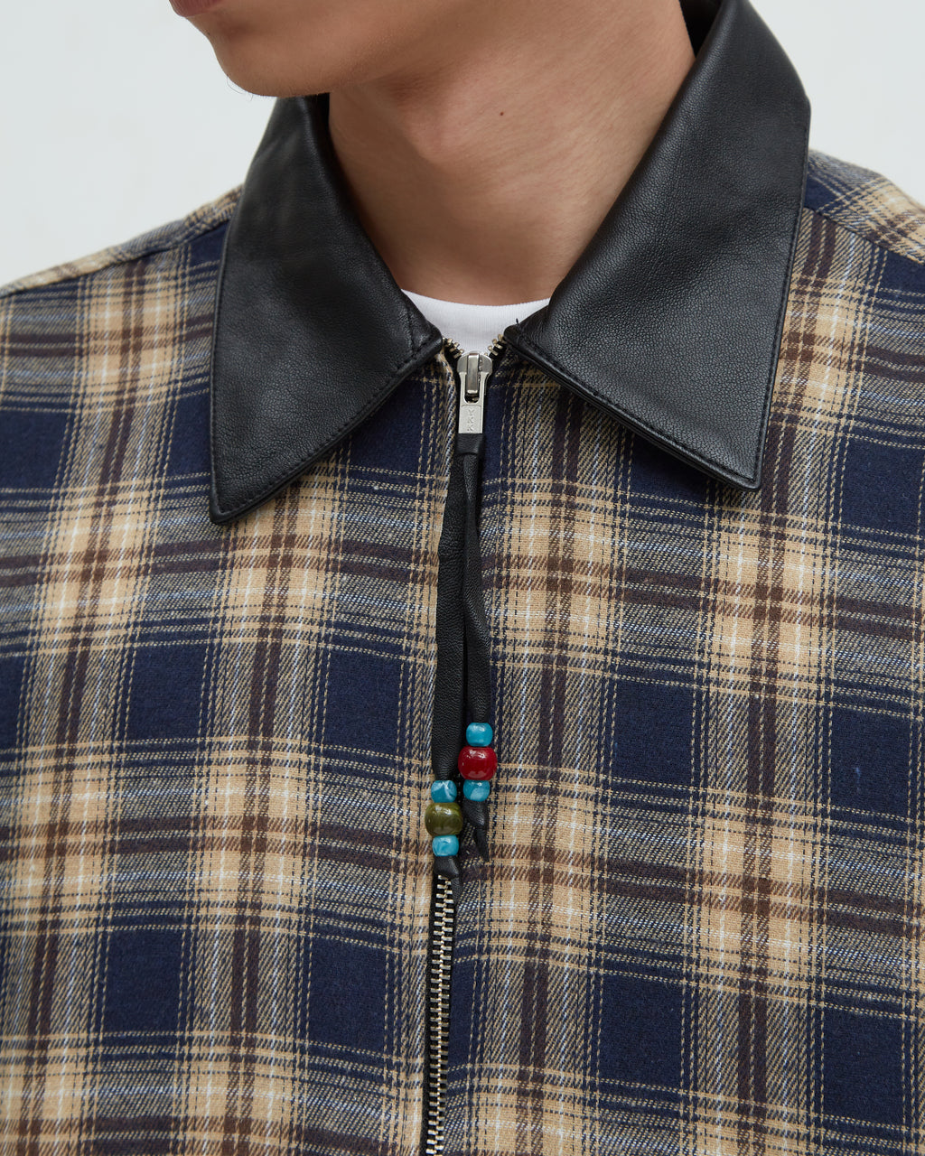 Hotel Flannel Leather Collar [Blue]