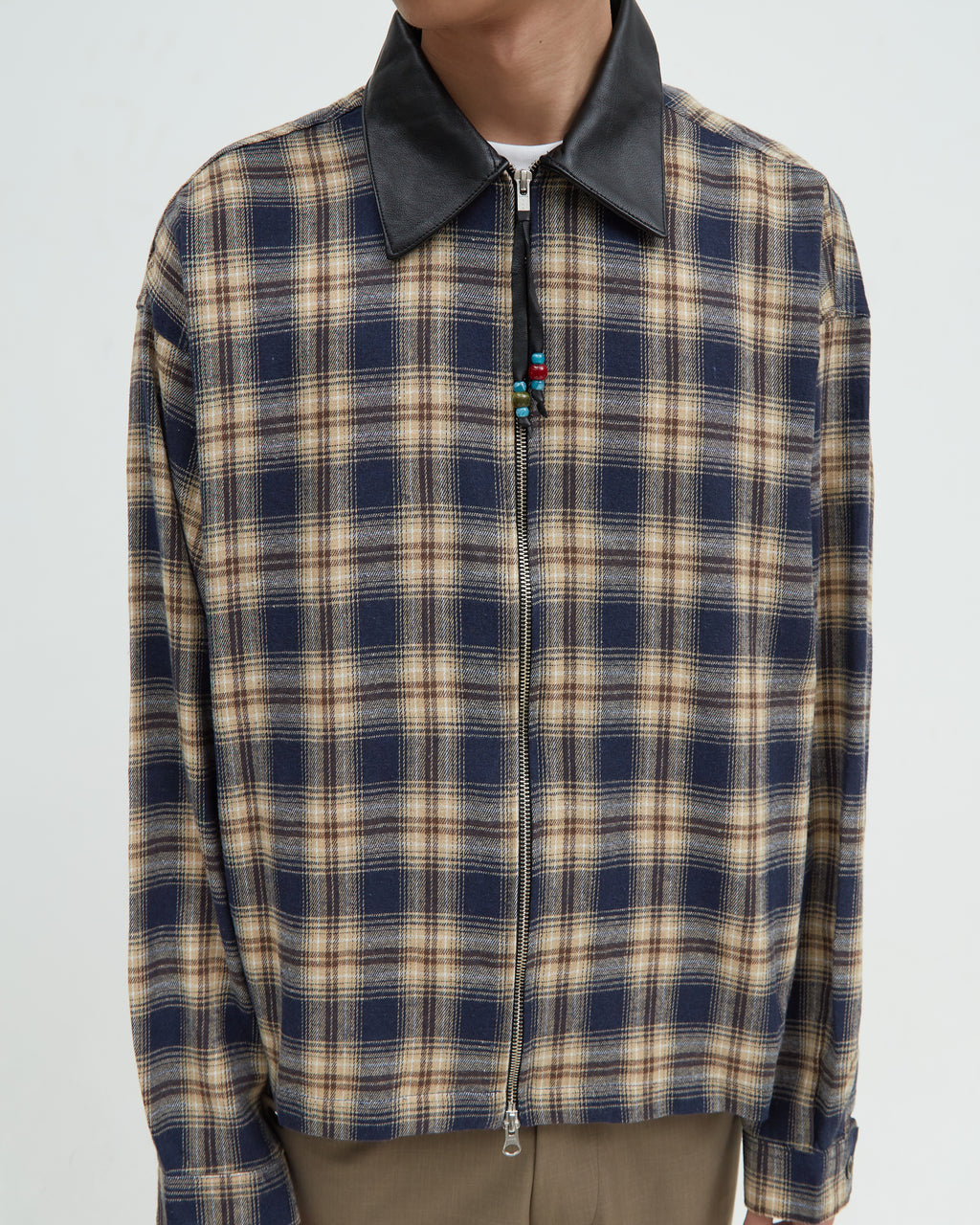 Hotel Flannel Leather Collar [Blue]