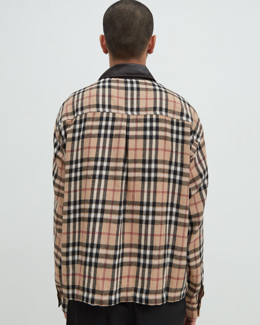 Hotel Flannel Leather Collar Burberry [Brown]
