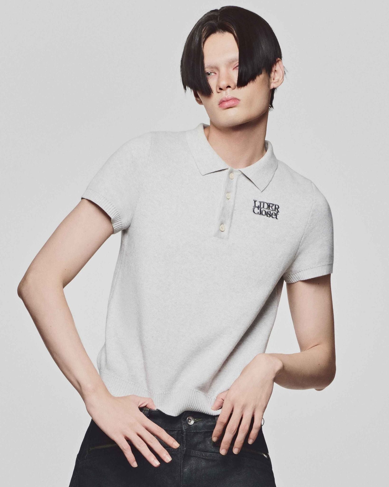 LIDER - THE ELAN KNIT POLO SHIRT [White Smoke]