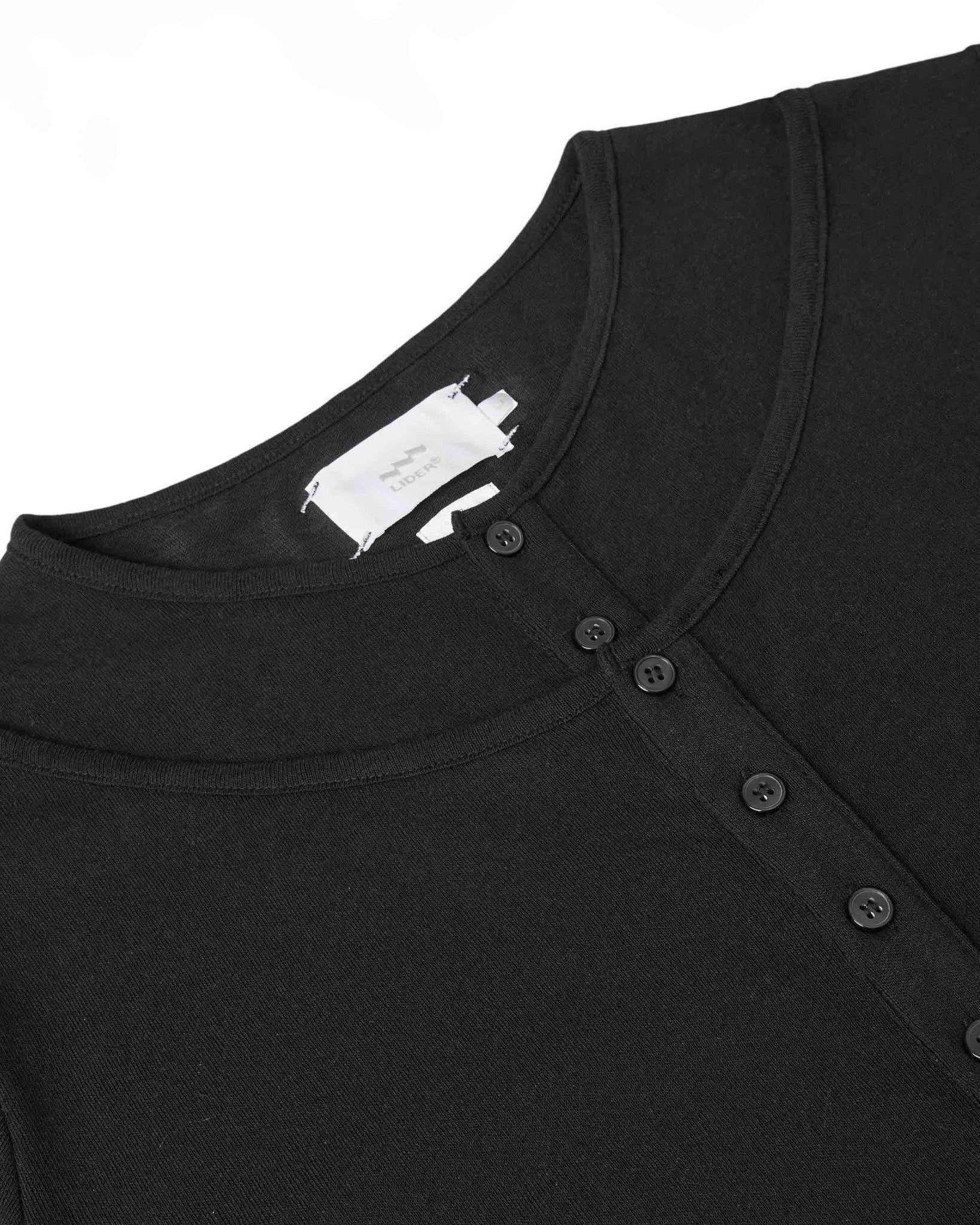 LIDER - EVERWOOD LAYERED HENLEY TEE [Black]