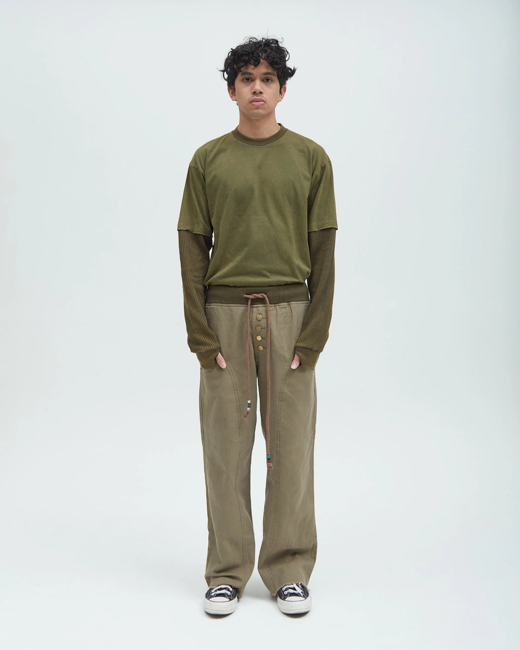 HOTEL Relaxed Canvas Pants [Olive]