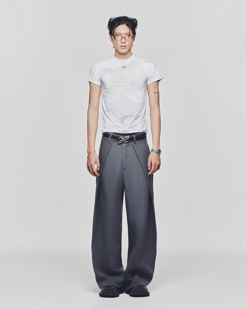 LIDER - ROLLING WIDE-LEG TROUSERS  [Grey]