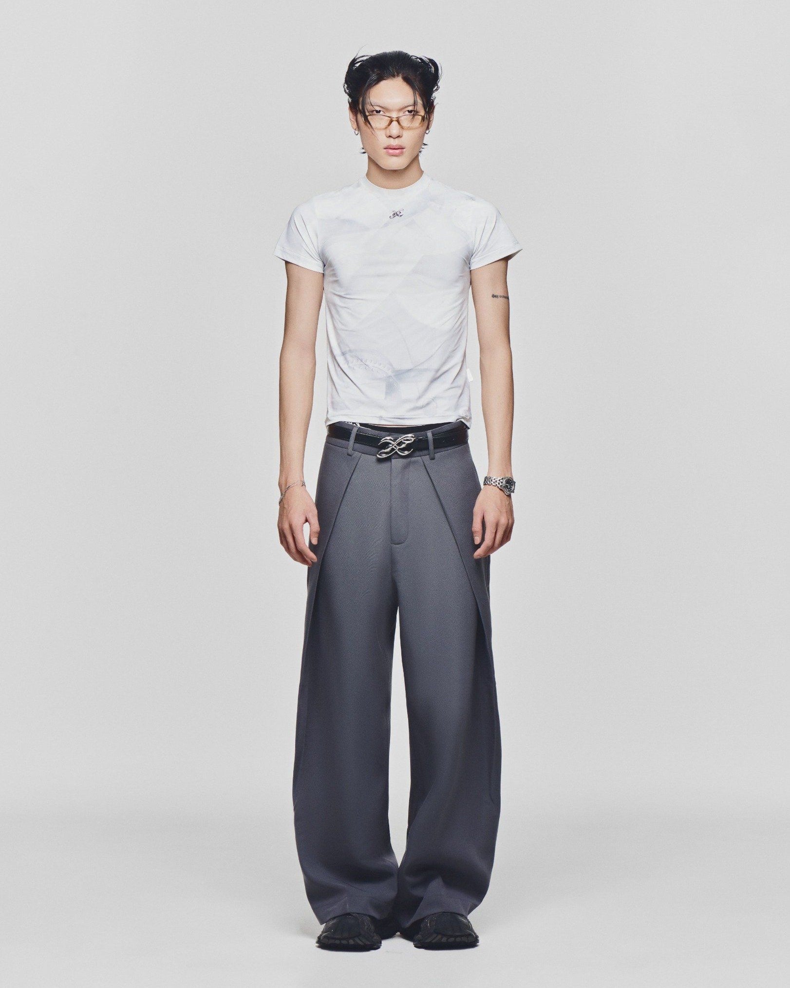 LIDER - ROLLING WIDE-LEG TROUSERS  [Grey]