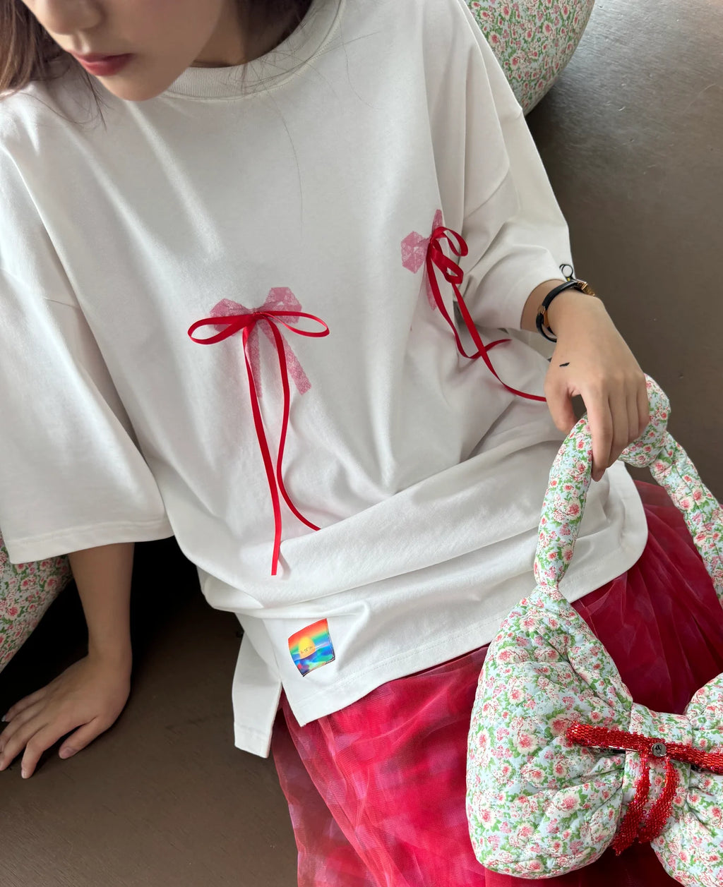 Kittie Yiyi Ribbon Tits Tee - Red
