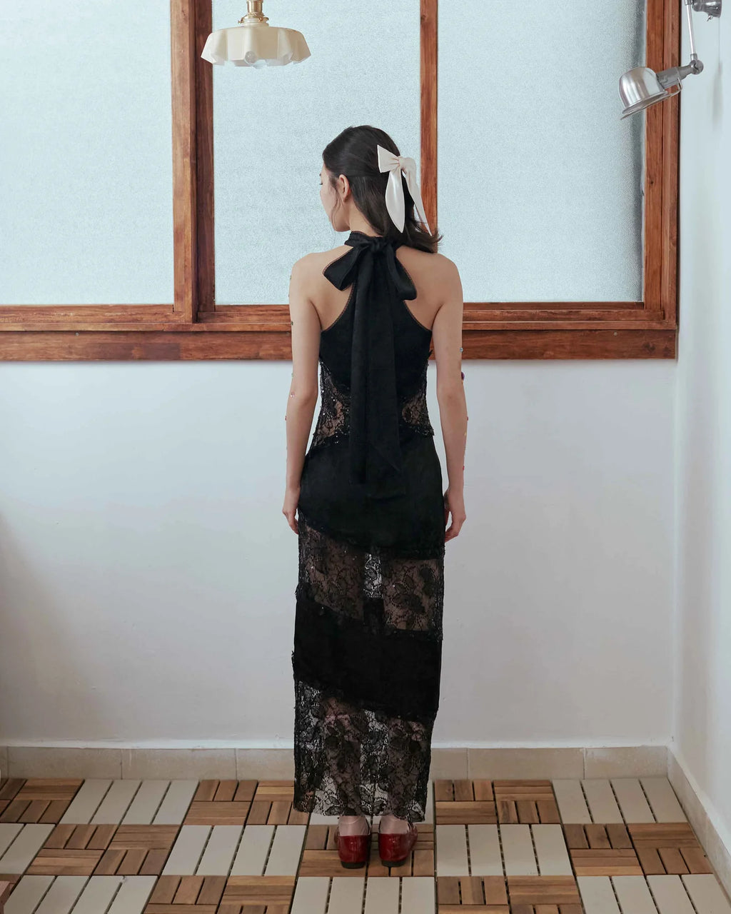 Kittie Yiyi Lunar Lounge Uneven Lace Dress - Black