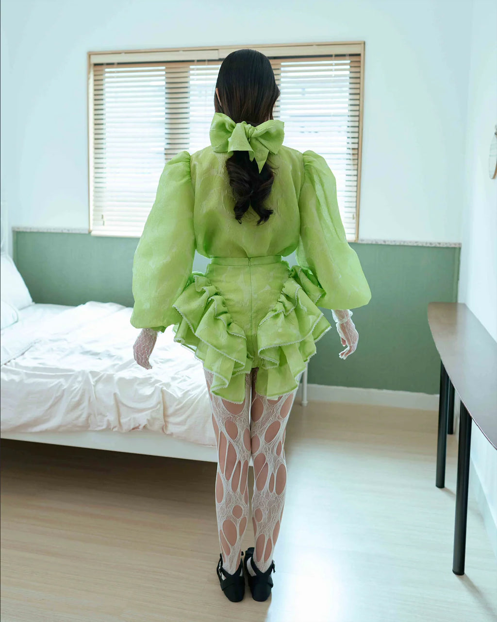Kittie Yiyi Cabbage Flare Short Skirt - Black