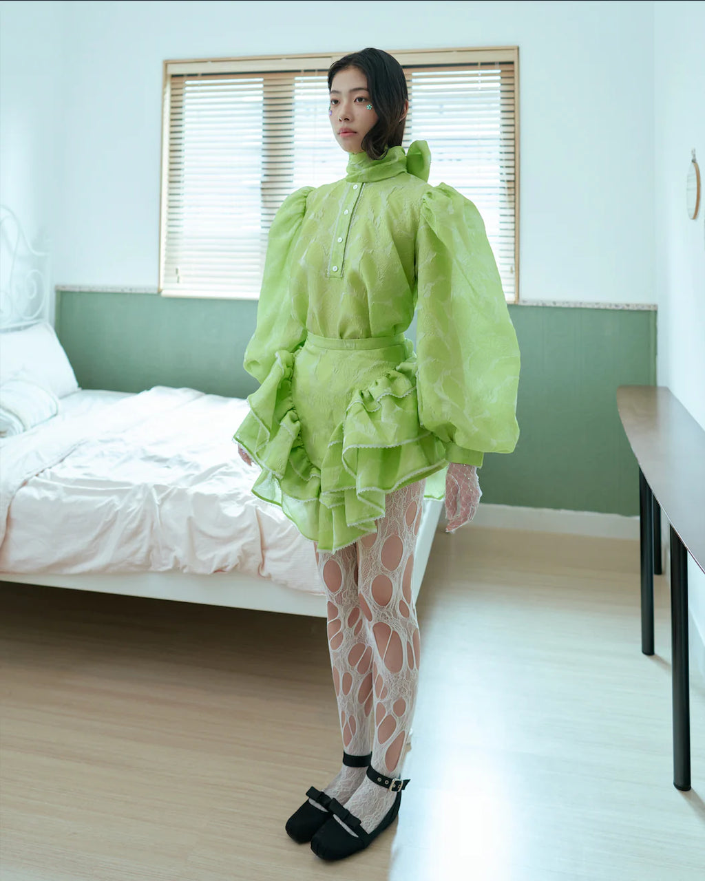 Kittie Yiyi Cabbage Flare Short Skirt - Black