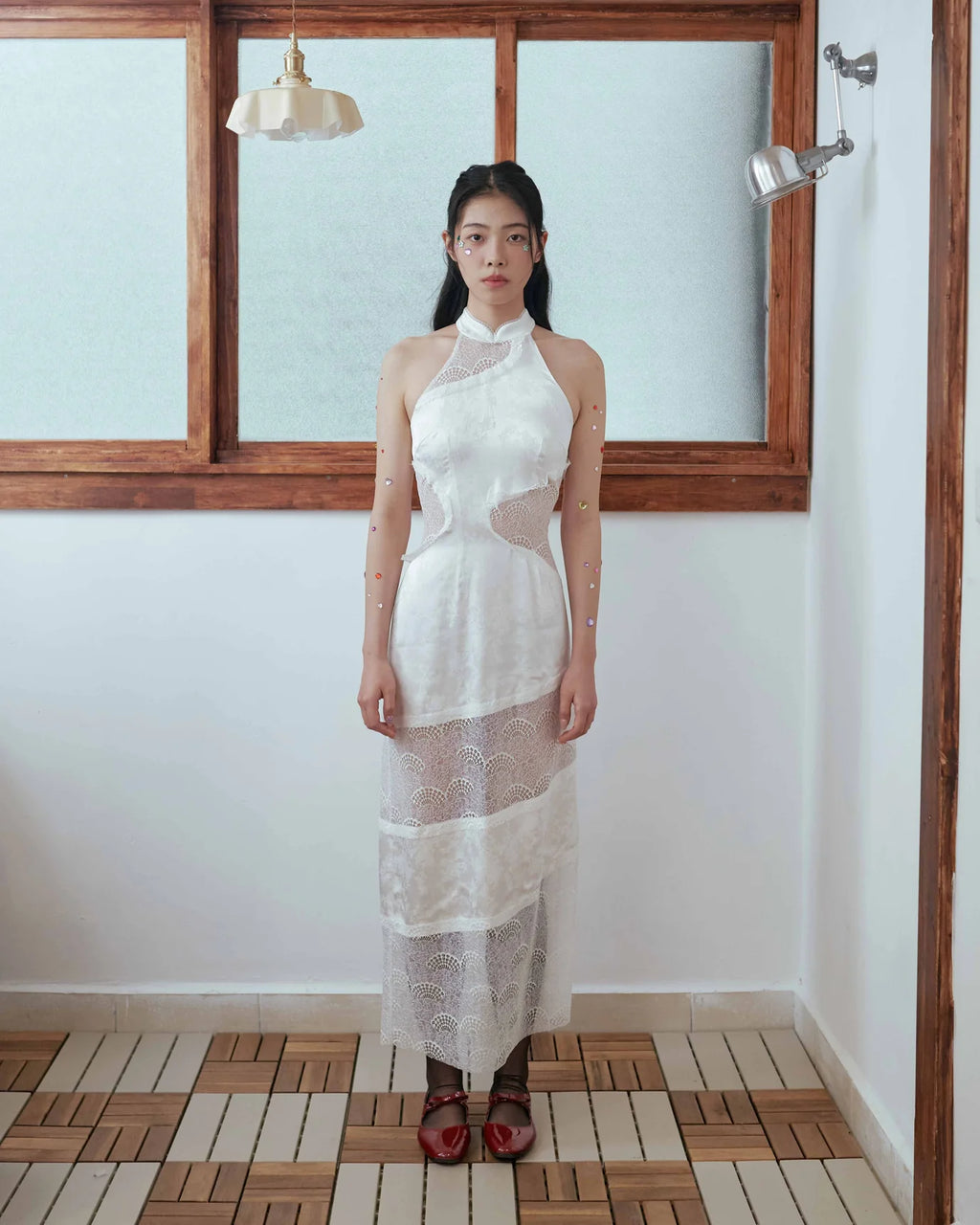 Kittie Yiyi Lunar Lounge Uneven Lace Dress - White