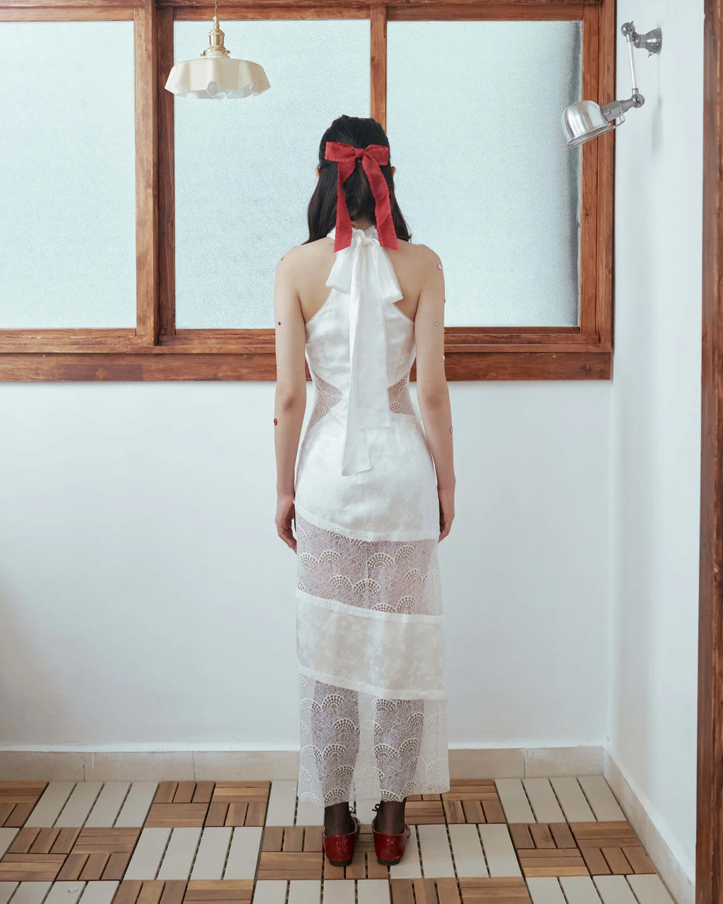 Kittie Yiyi Lunar Lounge Uneven Lace Dress - White