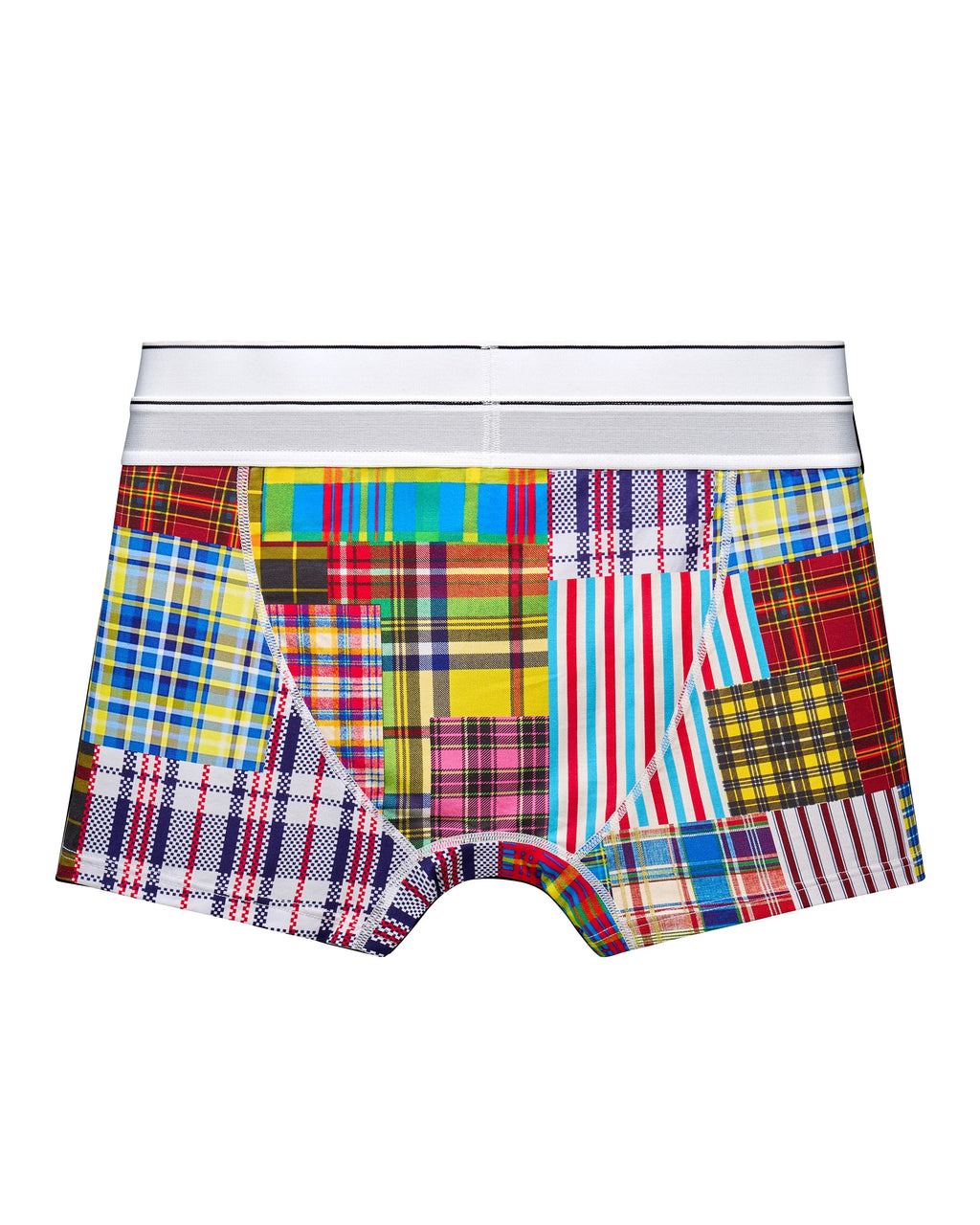 RICEWANG Double-Waist Panel Plaid Briefs - Men's