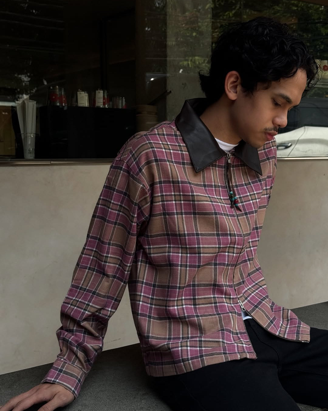 HOTEL - Flannel Zip Up Pink