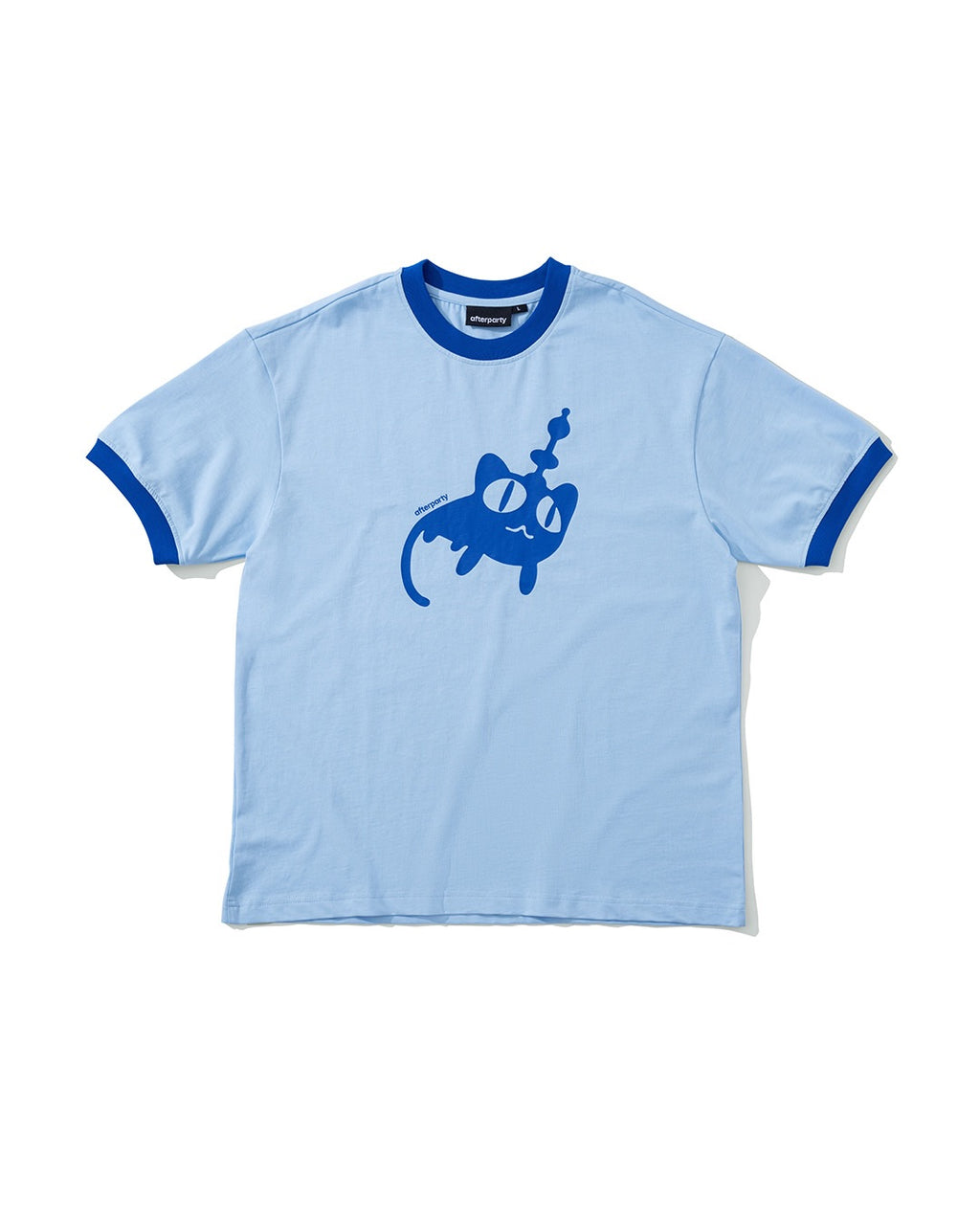 ALIEN CAT RINGER TEE - BLUE