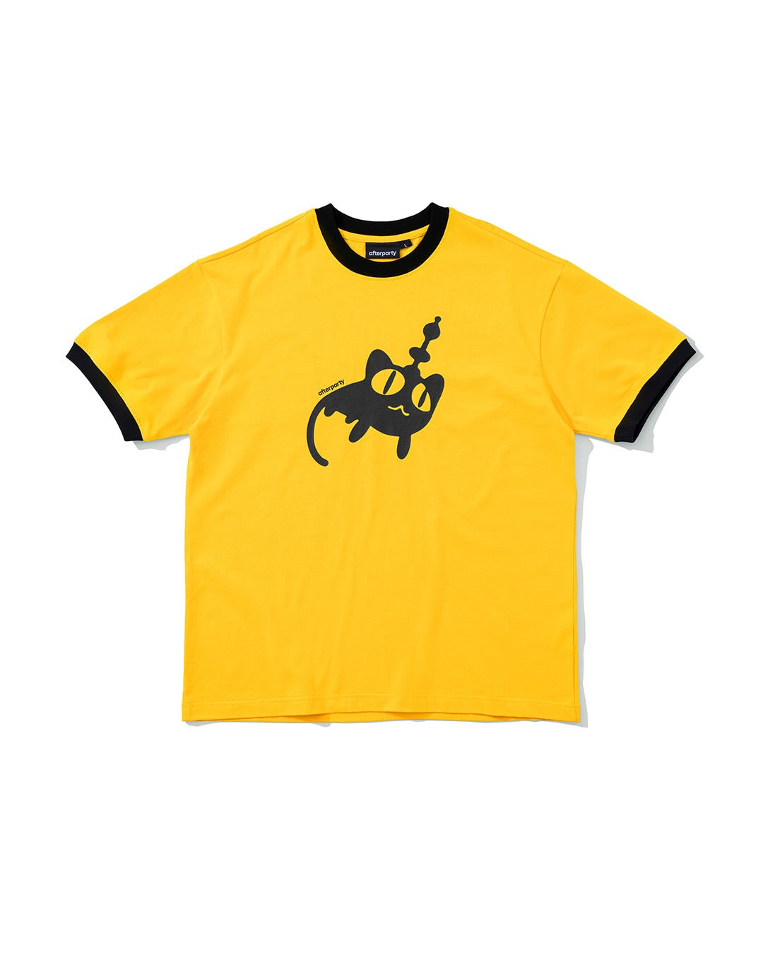 ALIEN CAT RINGER TEE - YELLOW