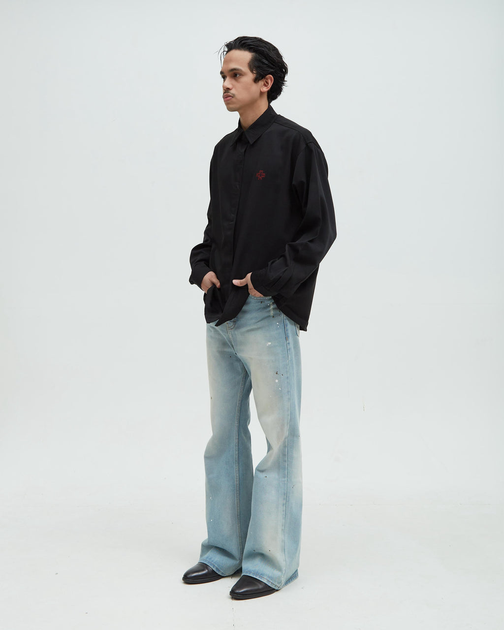 Hotel Mud Wash Blue Flare Pants V2