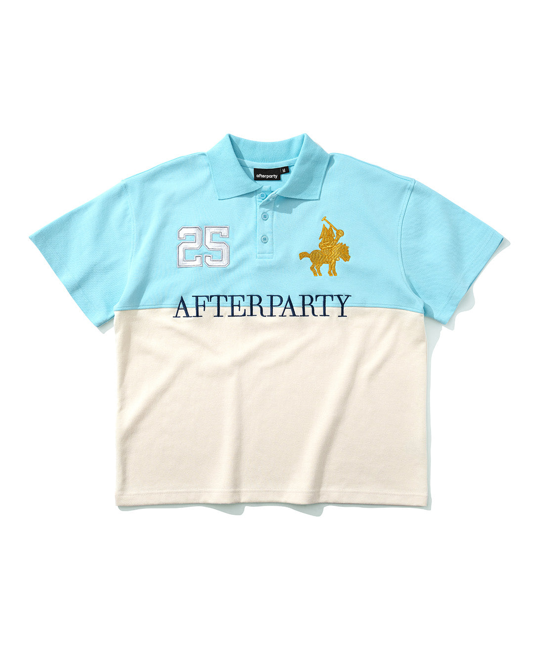 AFTERPARTY Chin Polo Shirt - Aqua Blue/Cream 1