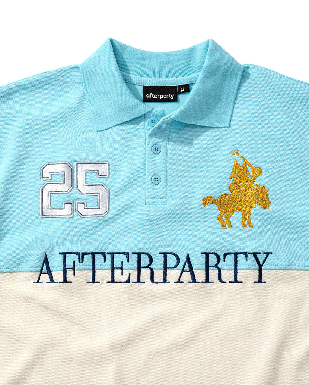 AFTERPARTY Chin Polo Shirt - Aqua Blue/Cream 3
