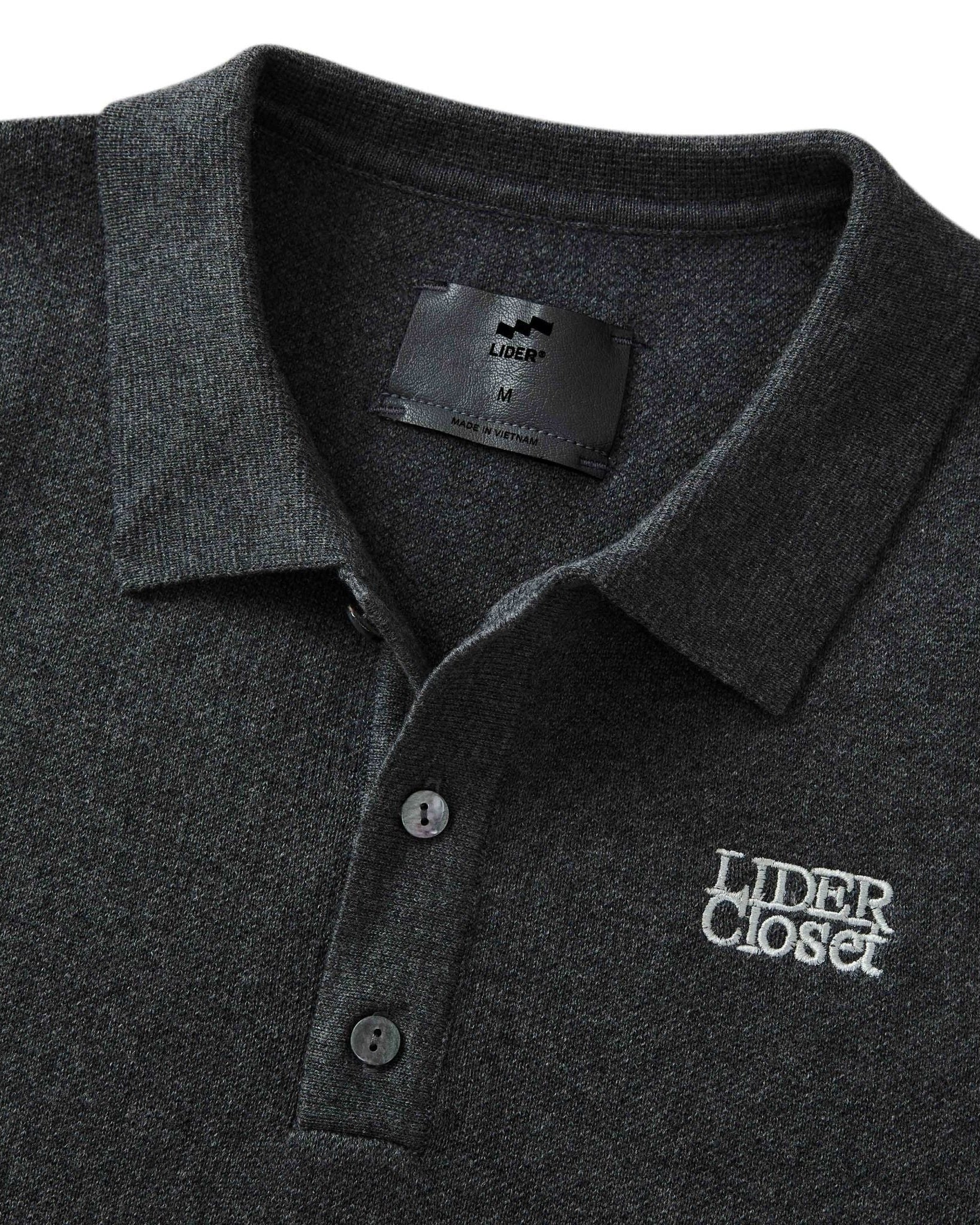 LIDER - THE ELAN KNIT POLO SHIRT - Moon Grey