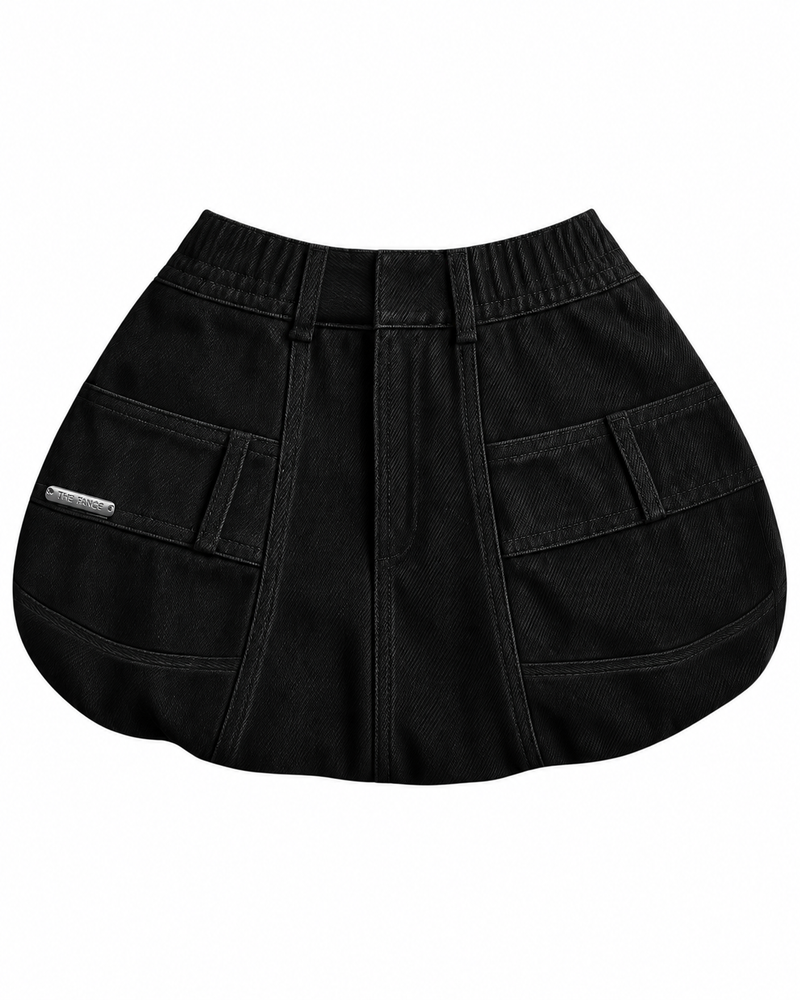 THE FANCÉ Balloon Skirt Black – white background product photo