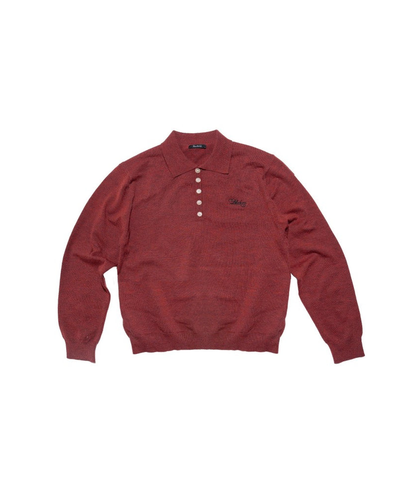 Blackorp Knit Polo Longsleeve De Red Wine – official view 1