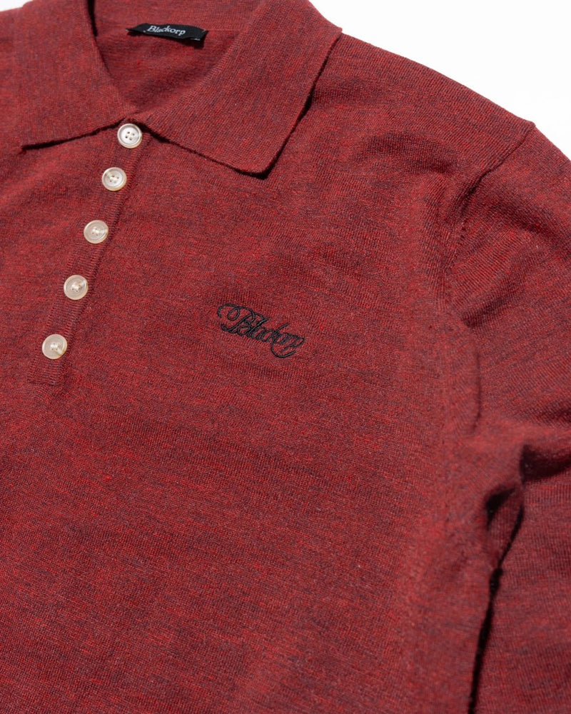 Blackorp Knit Polo Longsleeve De Red Wine – official view 3