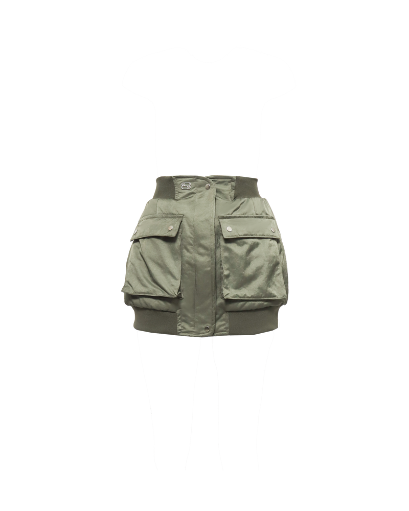 BLANC STUDIO Zero Gravity Bomber Mini Skirt (Army) – official view 1