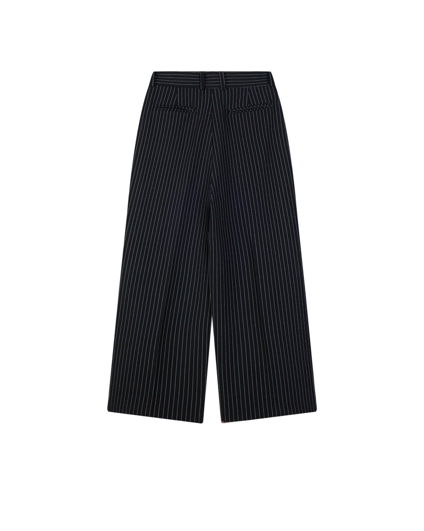 LIDER - ROLLING WIDE-LEG TROUSERS [Striped Black]