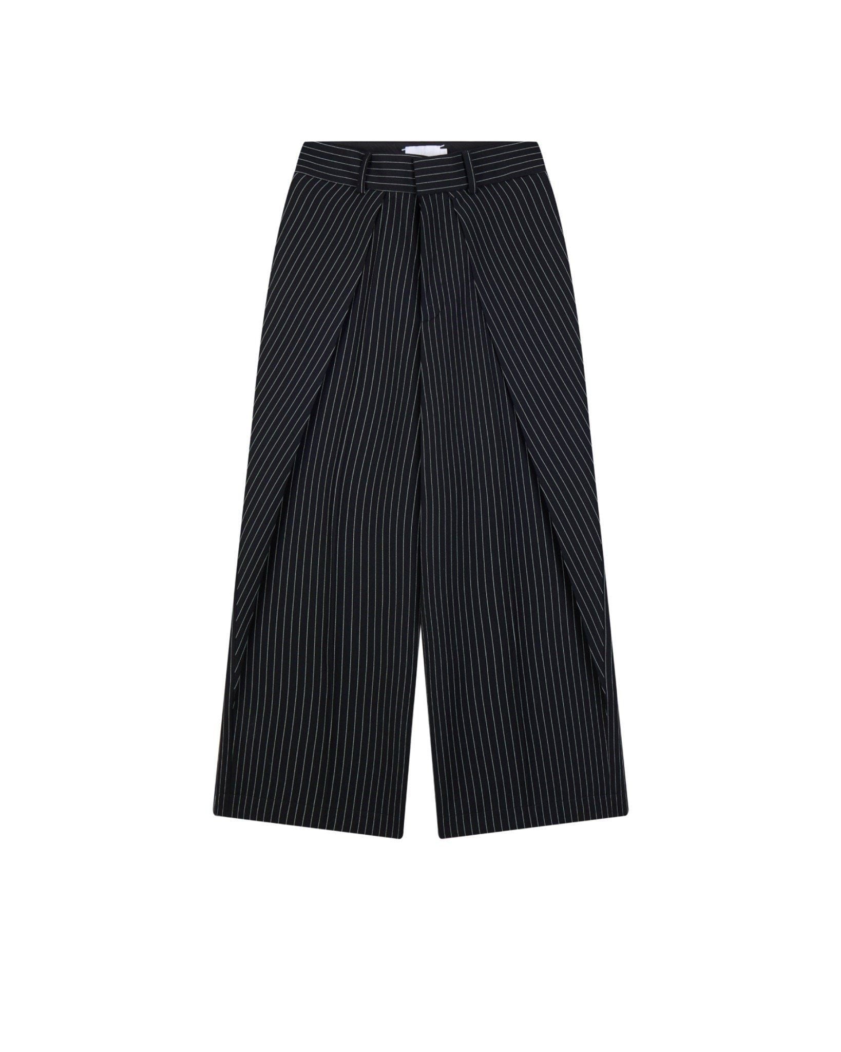 LIDER - ROLLING WIDE-LEG TROUSERS [Striped Black]