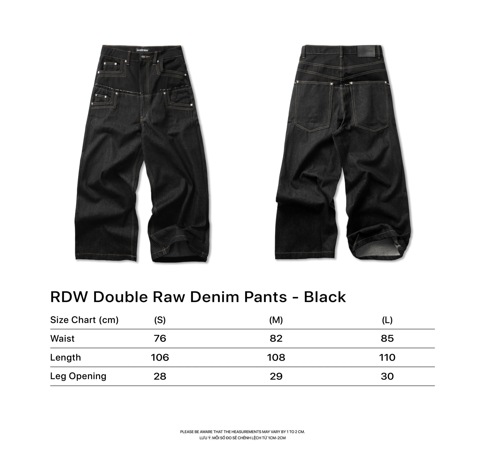 RDW Double RAW Denim Pants - Black