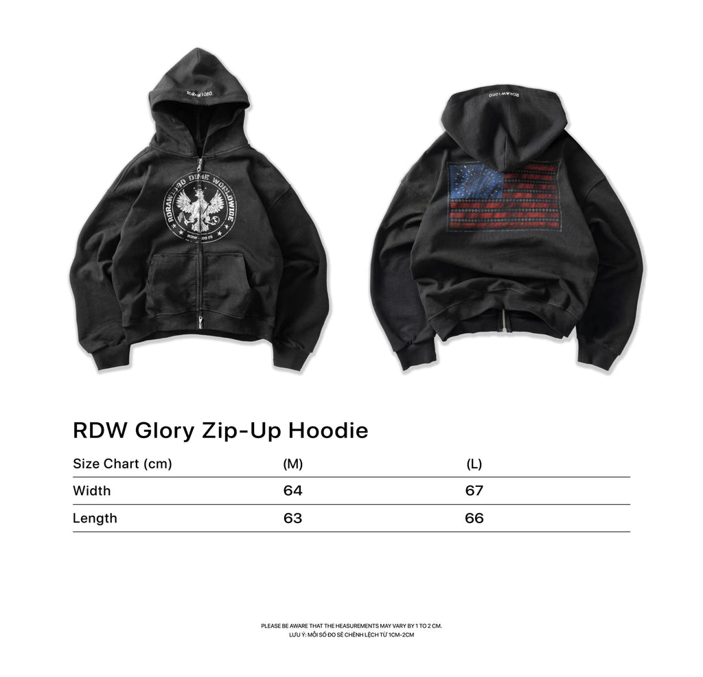 RDW Glory DIRT Zip-up Hoodie - Black