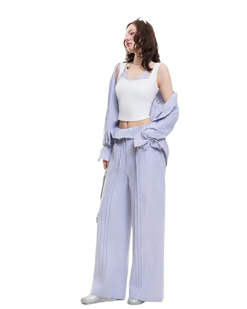 THE FANCÉ Chilling Striped Shirt Sky Striped – official view 2