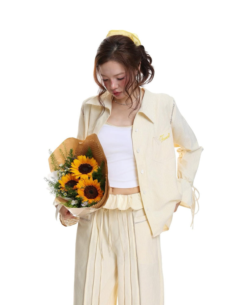 THE FANCÉ Chilling Striped Shirt Yellow Striped – official view 1