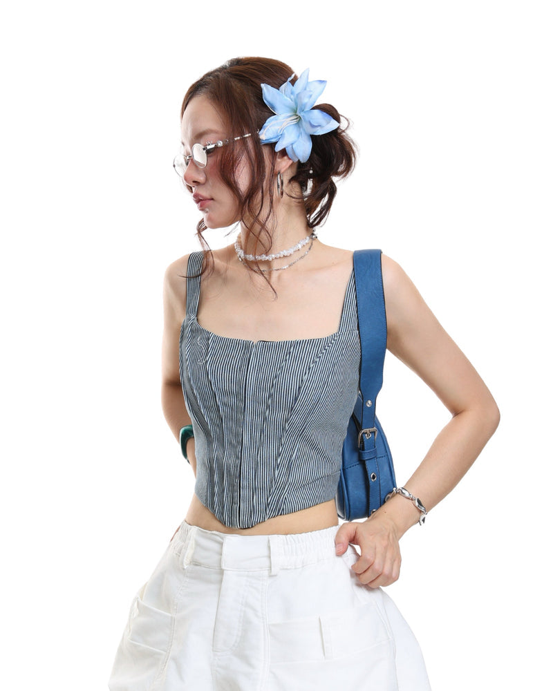 THE FANCÉ Rita Top Blue Striped – official view 1