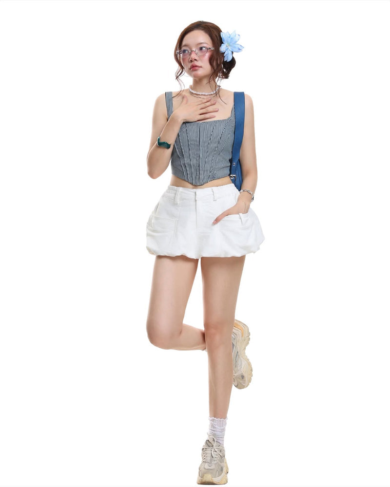 THE FANCÉ Rita Top Blue Striped – official view 2