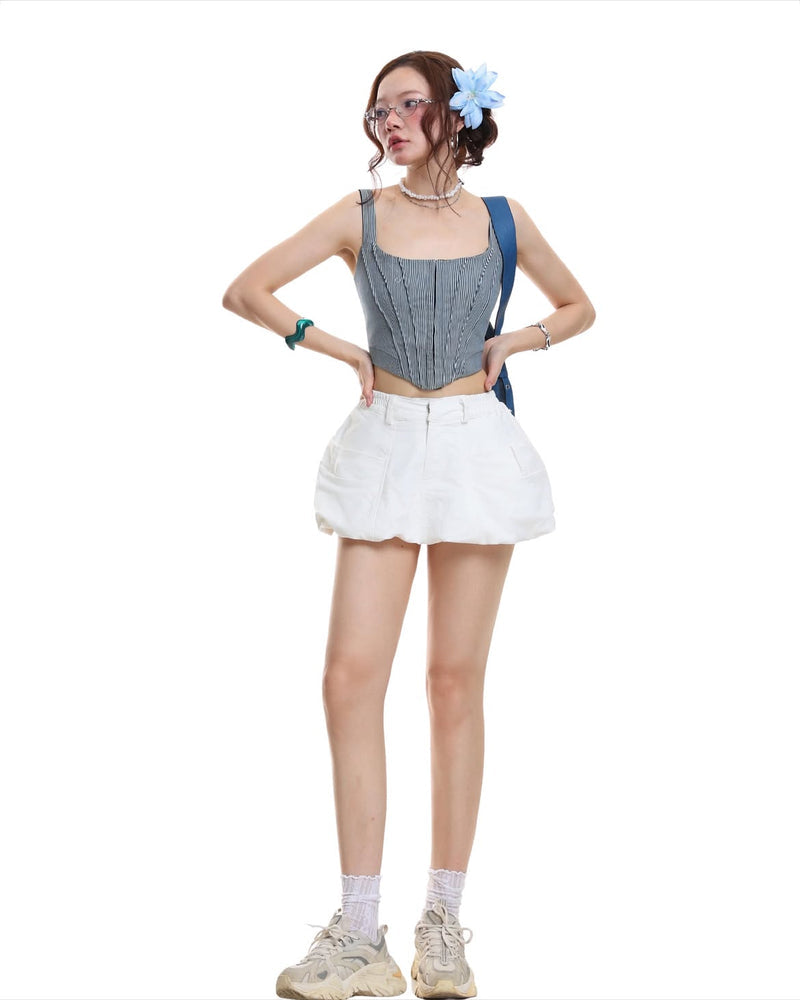 THE FANCÉ Rita Top Blue Striped – official view 3